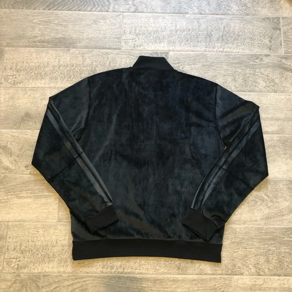 Adidas VELOUR Half Zip Track Sportswear Retro Black Sweater Men’s Size M or L - Picture 6 of 12